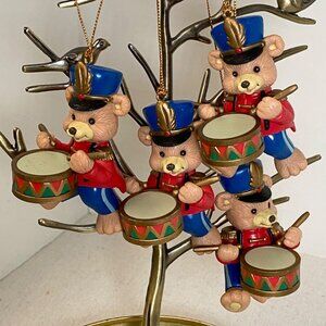 1995 Matrix Industries Little Drummer Bear Christmas Ornament Set of 4